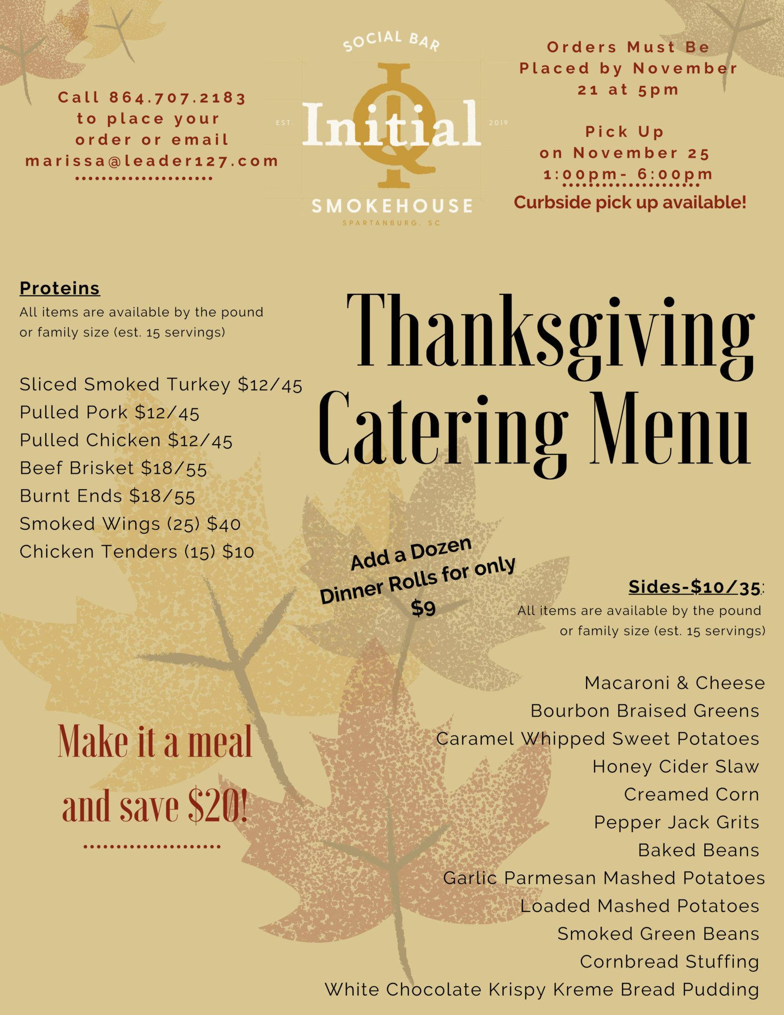 Thanksgiving Catering Menu Initial Q